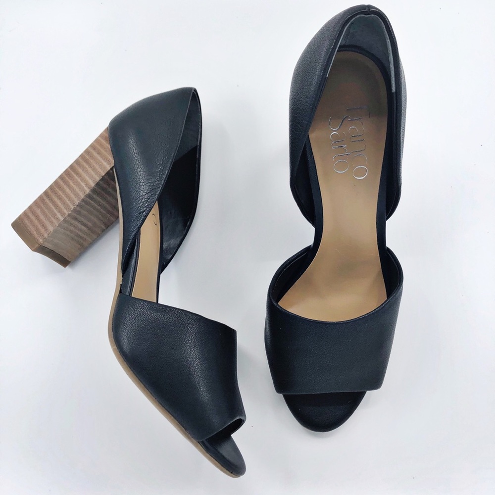 Franco Sarto Black Peep Toe Heels